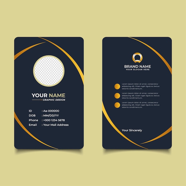 Black And Golden Luxury id Card Template Design