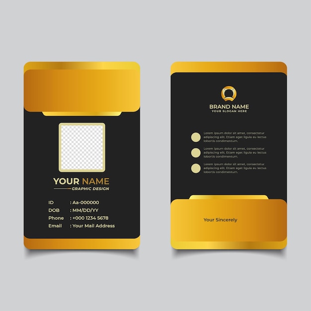 Vector black and golden luxury id card template design