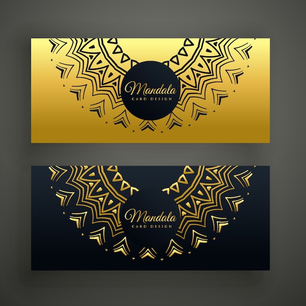 Black and golden mandala decoration banner design