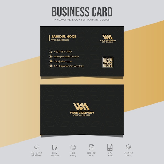 black and golden modern corporate business card