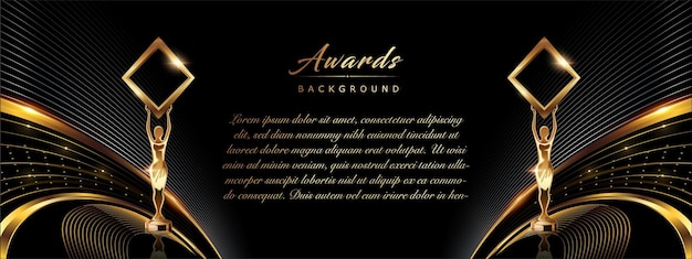 Vector black golden side slant speed lines award achtergrond.