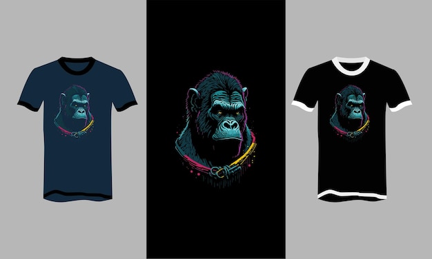 Vettore gorilla nero con design piatto splash tshirt vettoriale