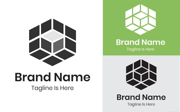 black and gray cube logo design