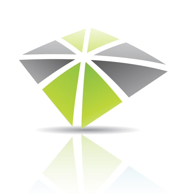 Icona quadrata astratta nera e verde con triangoli