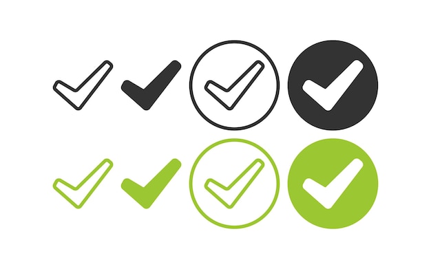 Black and green check mark icon Choice yes illustration symbol app button vector