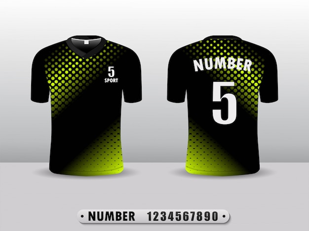 Vector black and green football club t-shirt sport design template