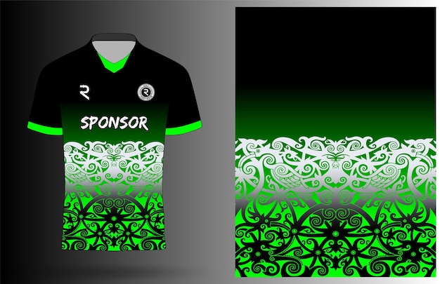 Vector black and green jersey design for sublimation