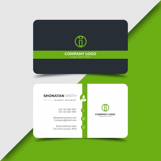 Black and green modern creative business card Template