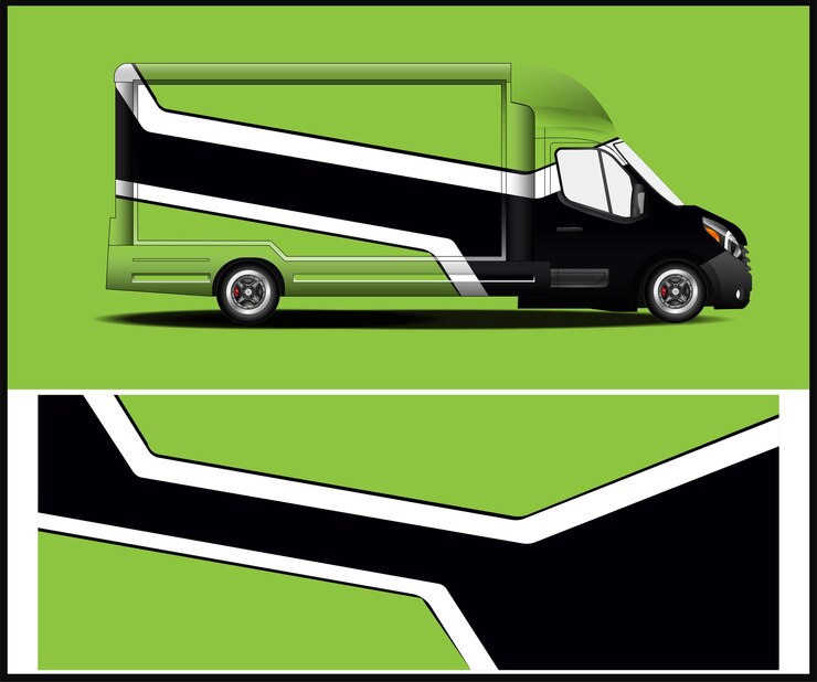वेक्टर black and green van car wrap modern style design