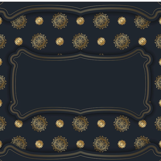 Black greeting card with indian gold ornament for your congratulations.