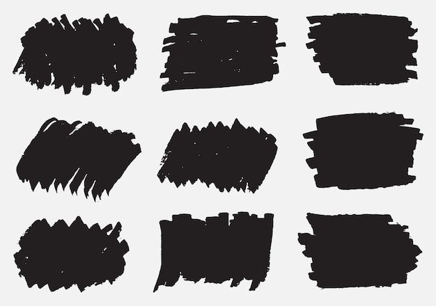 Black grunge brush stroke banners