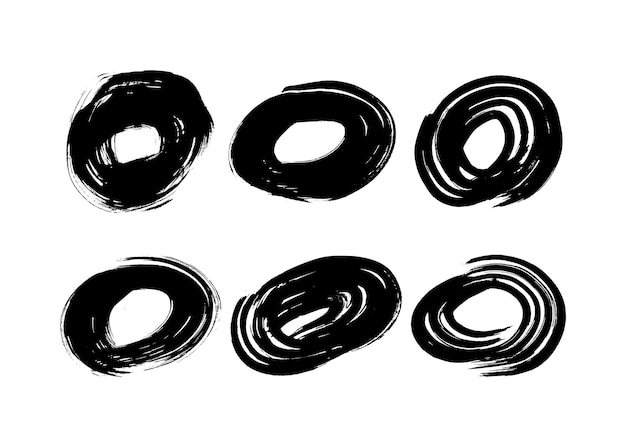 Black grunge brush strokes in circle form