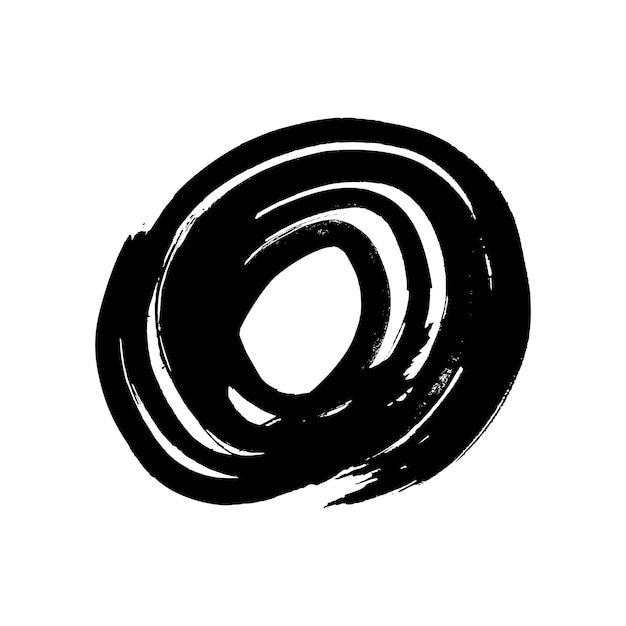 円の形の黒いグランジブラシストローク