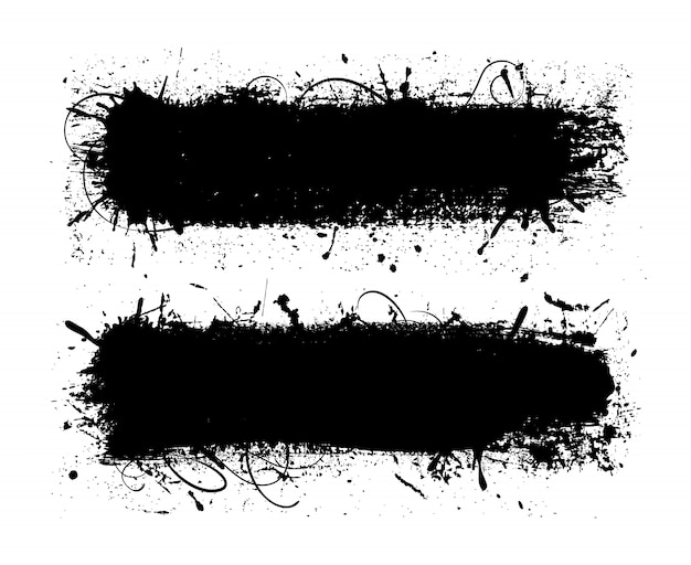 Vector black grunge brush strokes