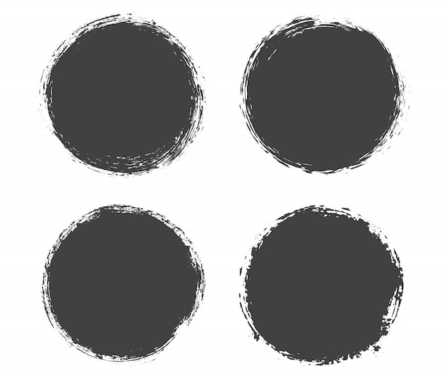 Vector black grunge circle frames