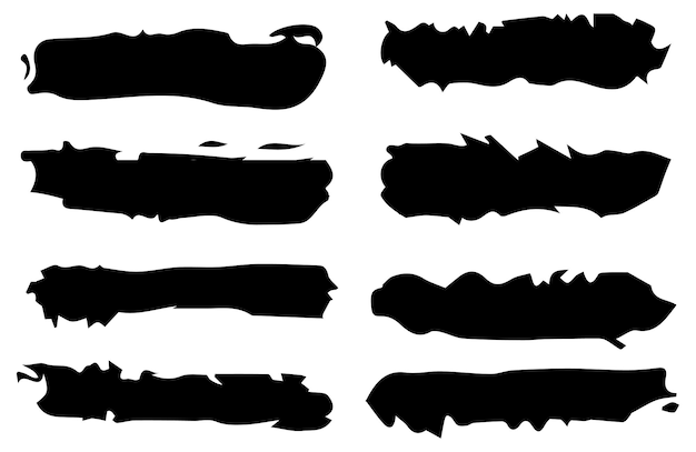 Black grunge paint brush banners.