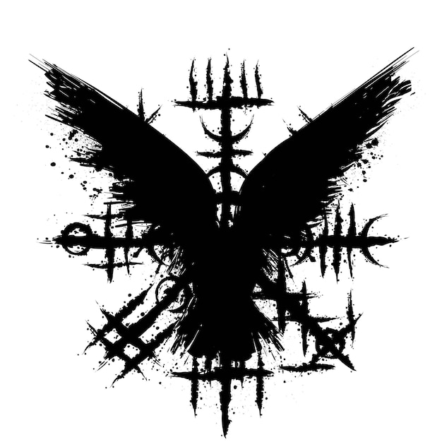 Black grunge raven viking symbol