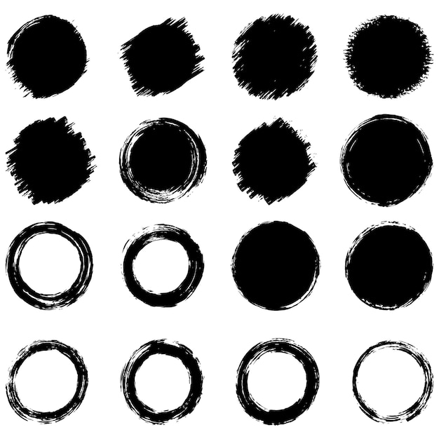 Vector black grunge round shapes brush strokes frames elements frames for design vector