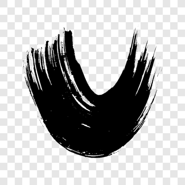 Черные гранжевые полукруглые мазки Окрашенные волнистые чернильные полосы Пятно чернил изолировано на прозрачном фоне Векторная иллюстрация