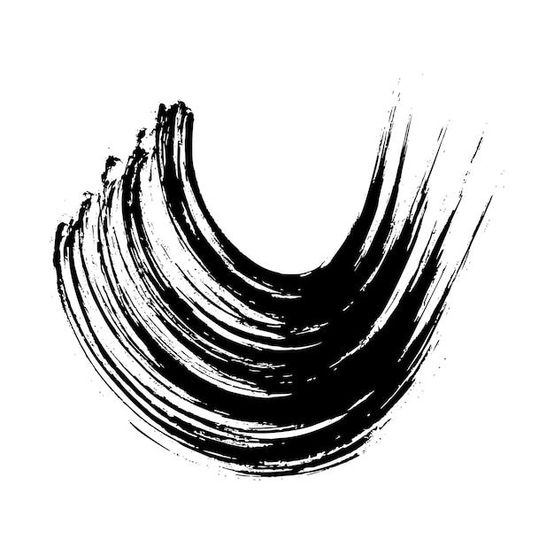 Black grunge semicircular brush strokes