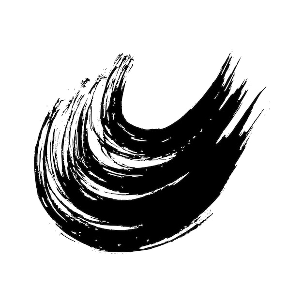 Vector black grunge semicircular brush strokes