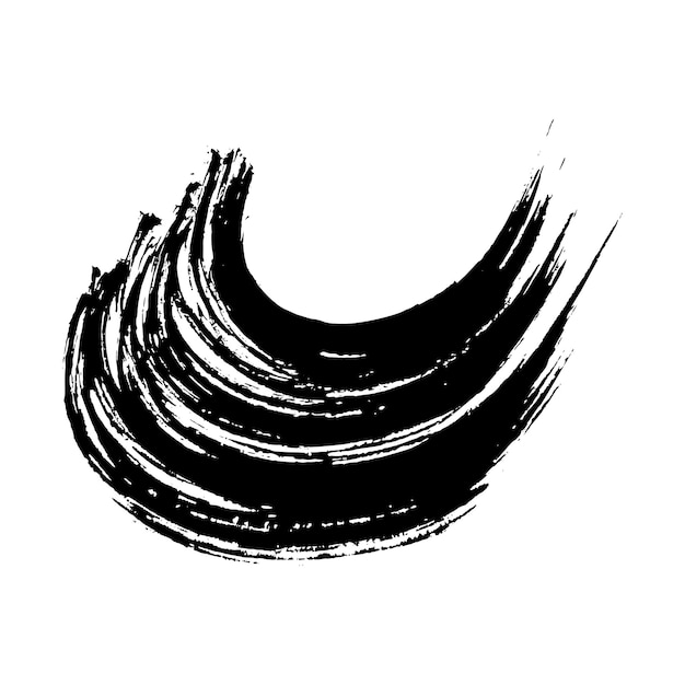 Black grunge semicircular brush strokes