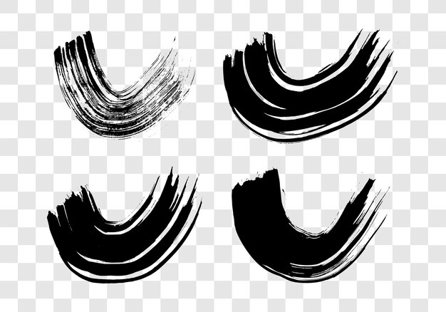 Vector black grunge semicircular brush strokes