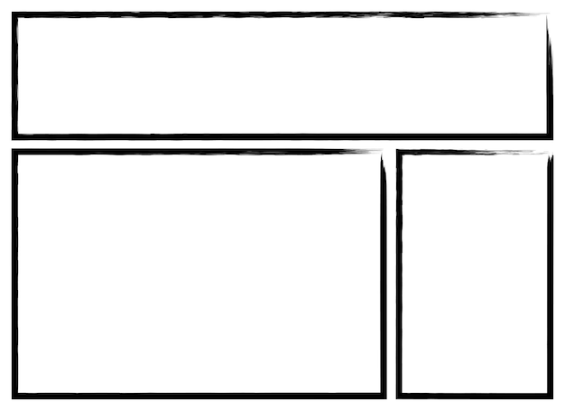 검은 그런 지 사각형 브러시 사각형 프레임 벡터 세트