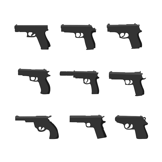 черный пистолет векторный набор дизайн