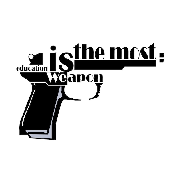 Vector a black gun with the most weapon written on it