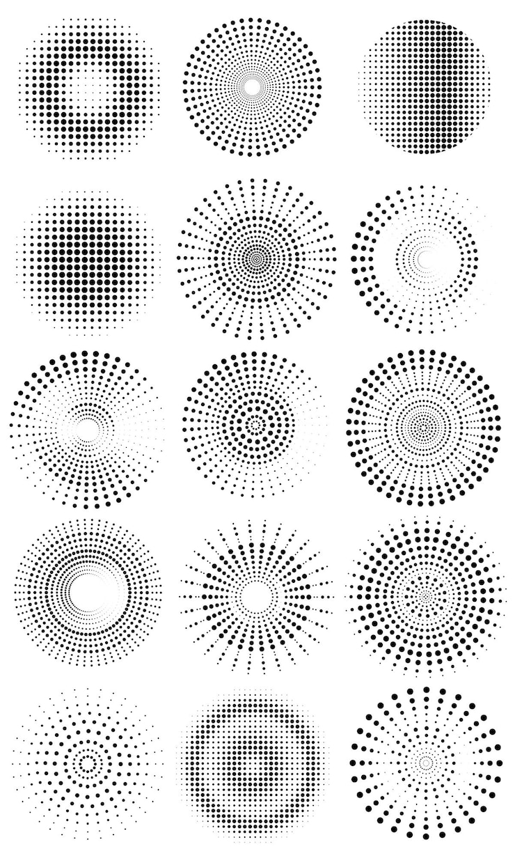 Vector black halftone circle