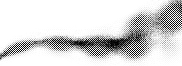 Black halftone wave background Abstract grain fluid backdrop texture Dotted curved flow wallpaper