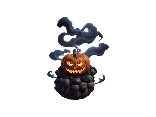 Vector black halloween pumpkin with smoke splash vector illustration