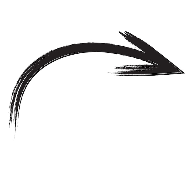 白で隔離の黒の手描きのブラシストローク矢印。 vectprイラストeps10