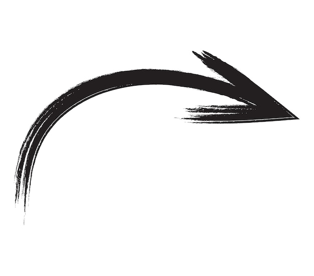 Black hand drawn brush stroke arrow isolated on white. Vectpr Illustration EPS10