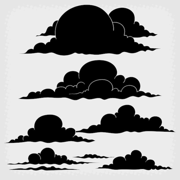 black hand drawn cloud doodles