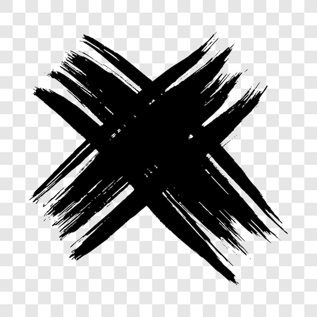 Black hand drawn cross symbol