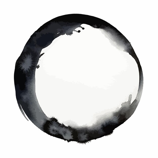 Vector a black handrawn circle frame with an ink texture