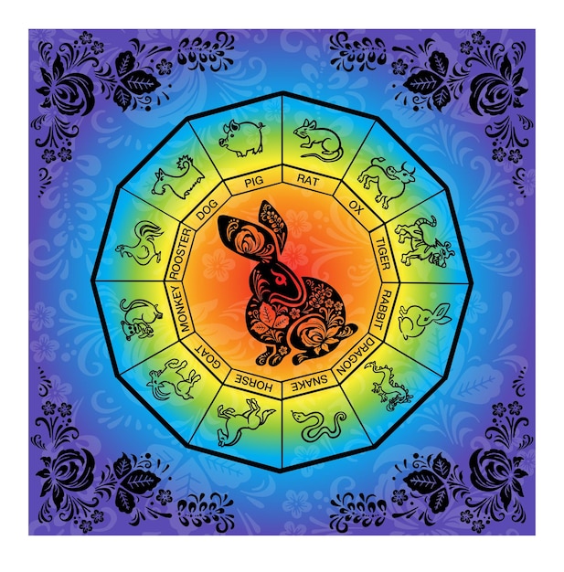 Черный кролик с цветом радужной живописи вектор