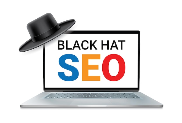 Vector black hat seo search engine optimization design concept illustration