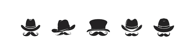 Black hats with mustache icon set Vector illustration design