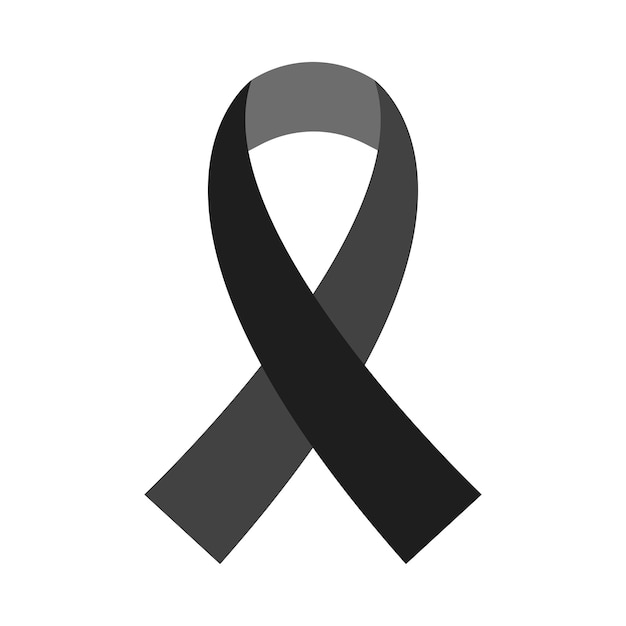 Black Health Awareness Ribbon Flat Vector Illustration