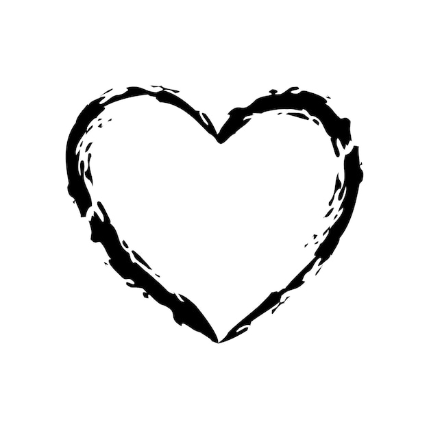 Black heart frame vector icon brush chalk strokes