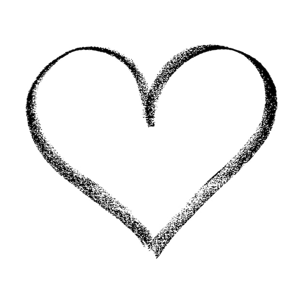 Black heart frame vector symbol brush chalk strokes