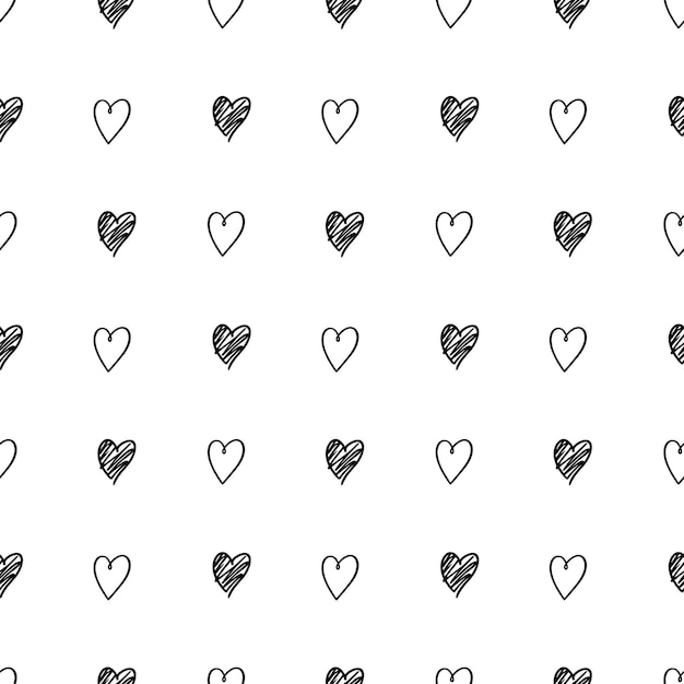 black heart hand drawn seamless pattern background love symbol line pattern sketch graphic print