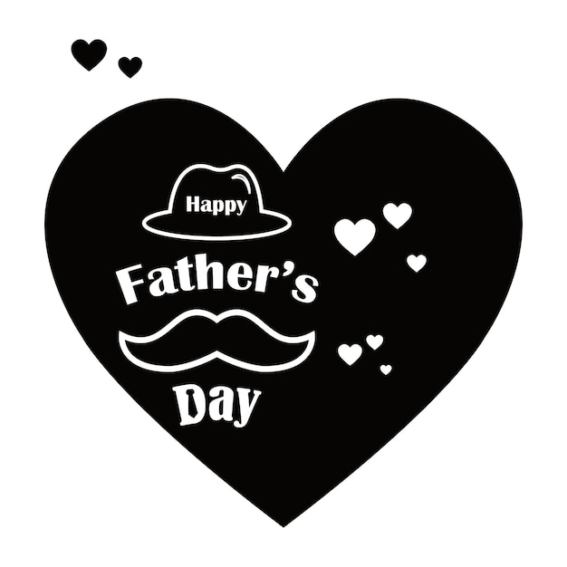 Vector a black heart with a hat that says happy fathers day.