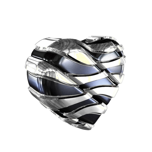 Vector black heart with silver straps