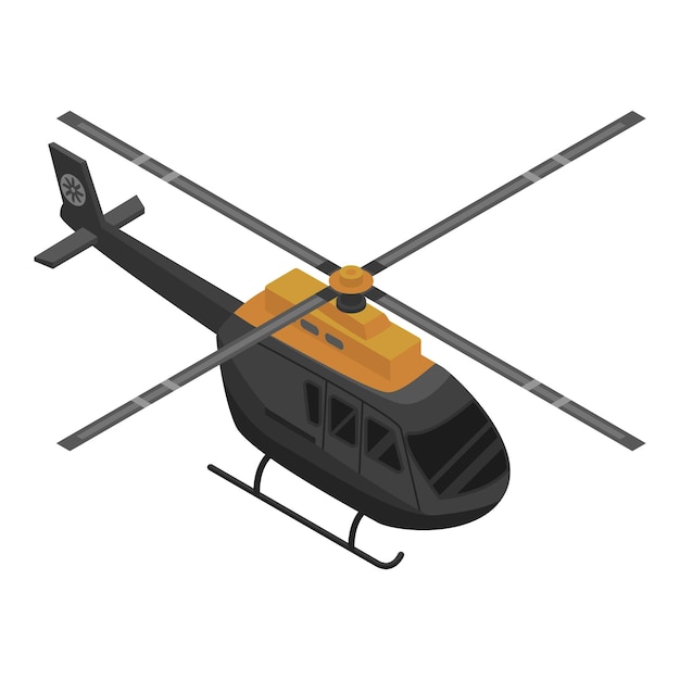 Vector black helicopter icon isometric of black helicopter vector icon for web design isolated on white background