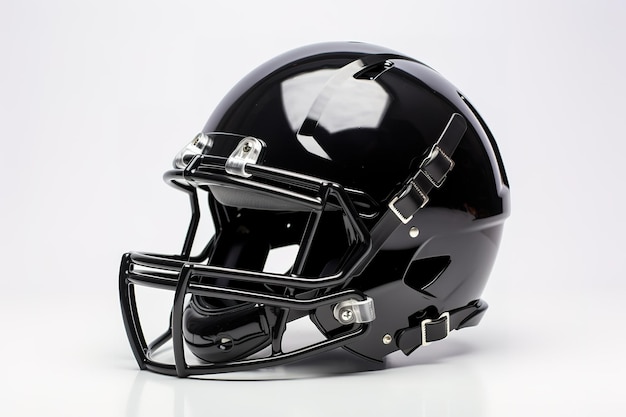 Черный шлем для американского футбола изолирован над белым 3D-рендером