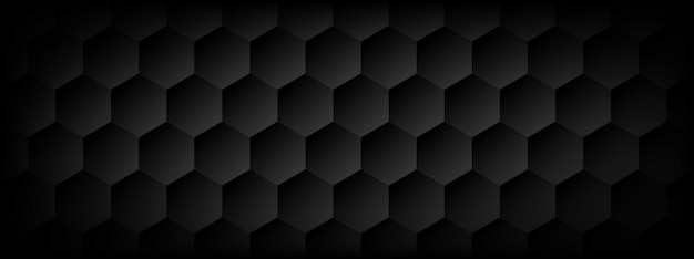 Vector black hexagon pattern background horizontal design vector illustration